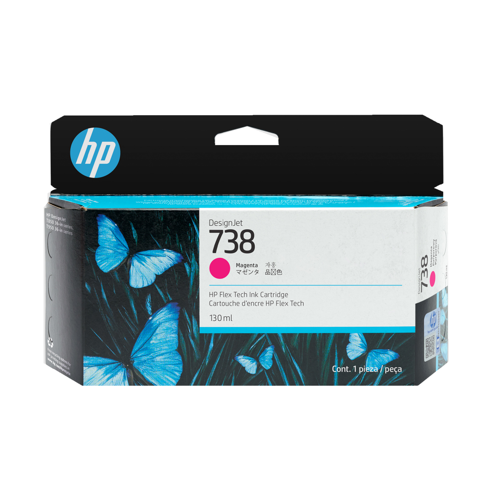 Cartucho de tinta DesignJet HP 738 de 130 ml, color magenta, 498N6A