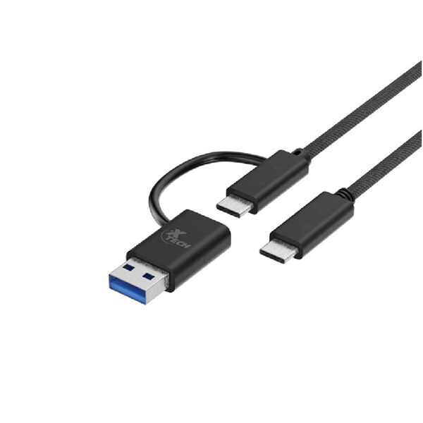 Xtech Cable adaptador 2 en 1 USB-C a USB-C con dongle USB-A 2.0