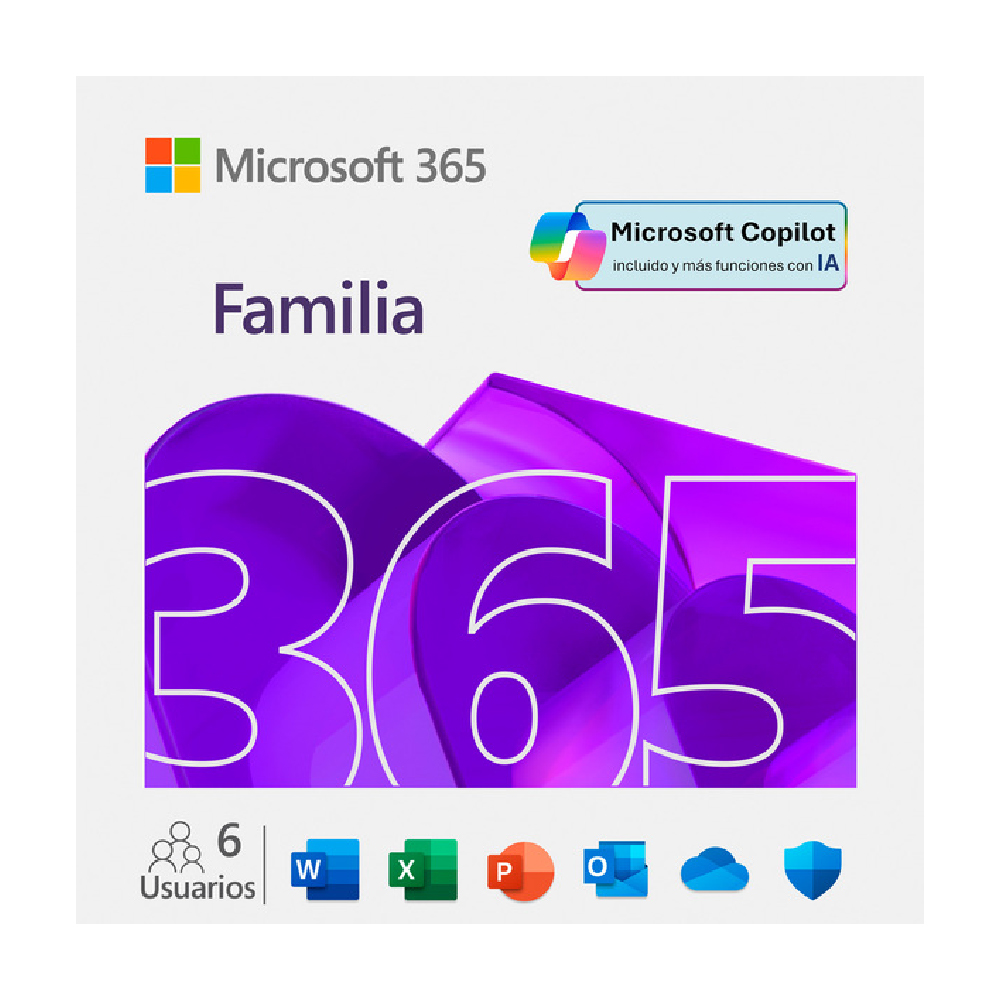 Microsoft 365 Family, suscripción digital de 1 año, 6 usuarios EP2-32295TP