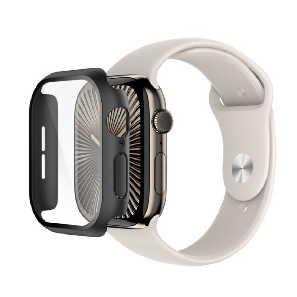 Belkin Protector de pantalla TemperedCurve 2 en 1 para Apple Watch Series 10 (46 mm/negro) OWA003fqBK