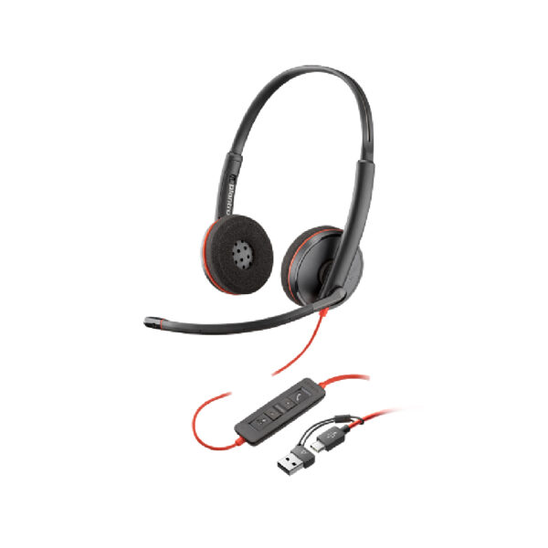 Auriculares estéreo USB-C Poly Blackwire 3220 + adaptador USB-C/A 8X228A6