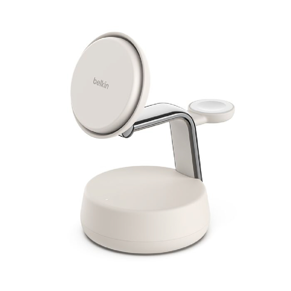 Belkin Base de carga magnética 3 en 1 con Qi2 de 25 W, color arena WIZ040ttSD