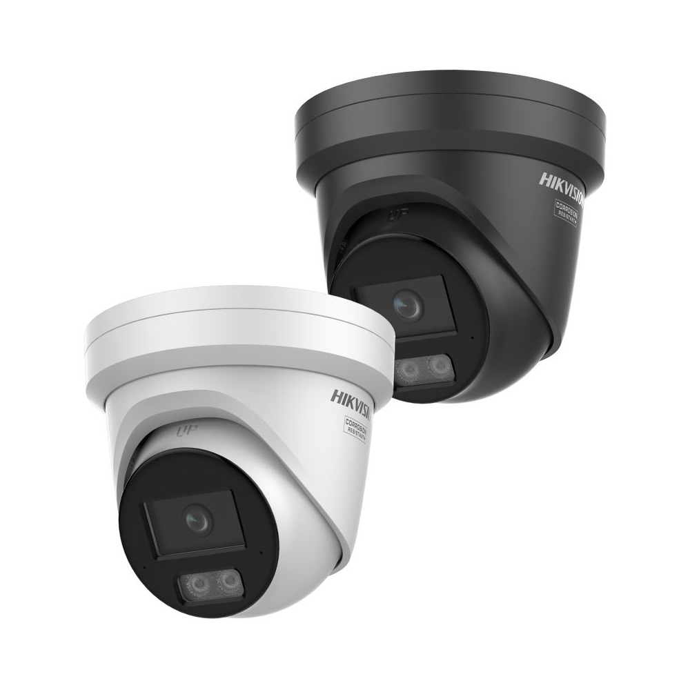 Hikvision Cámara de red de torreta fija ColorVu de 4 MP con luz híbrida inteligente DS-2CD2347G3-LI2UY