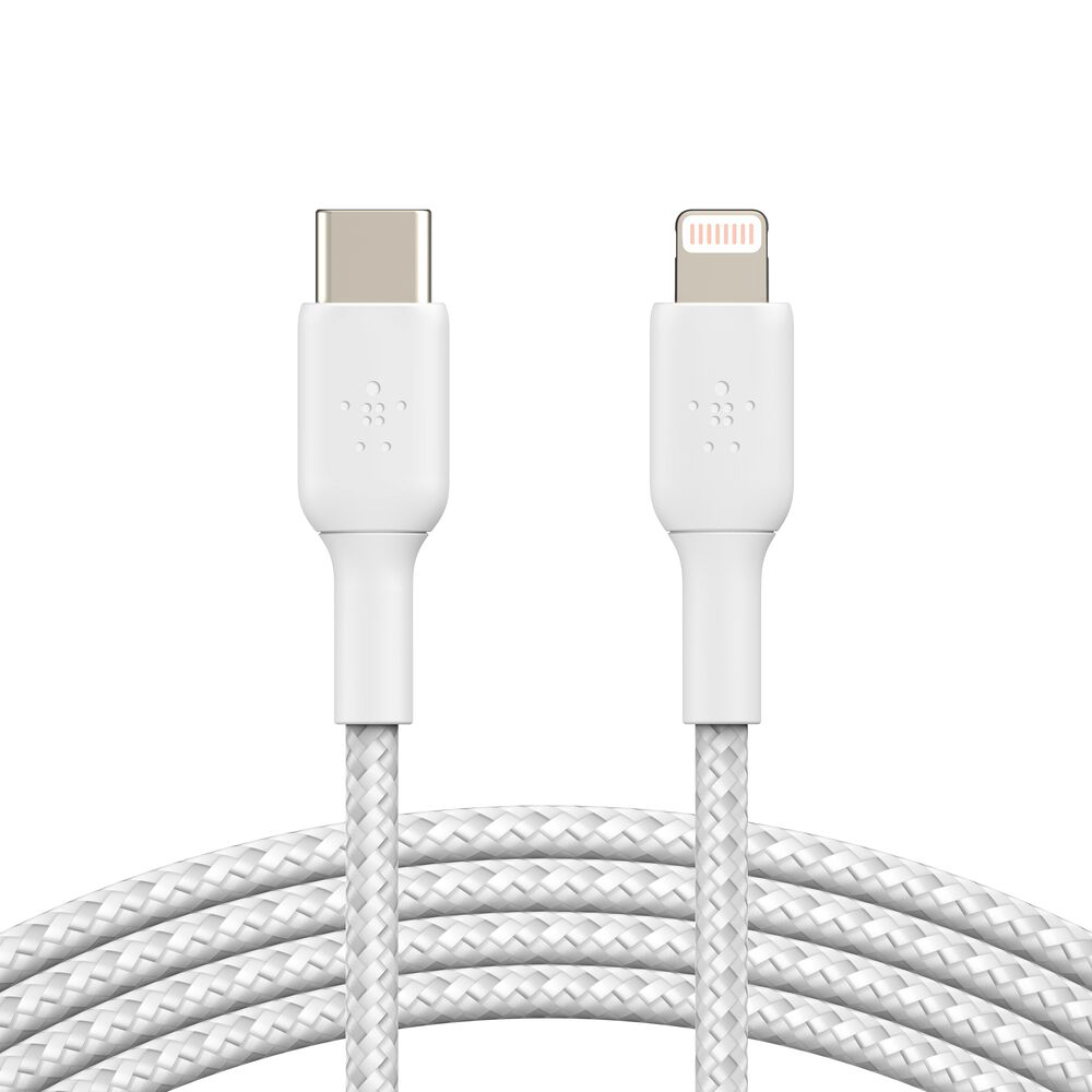 Belkin BoostCharge cable lightning 24 pin USB-C macho a Lightning macho 1m color blanco CAA004bt1MWH