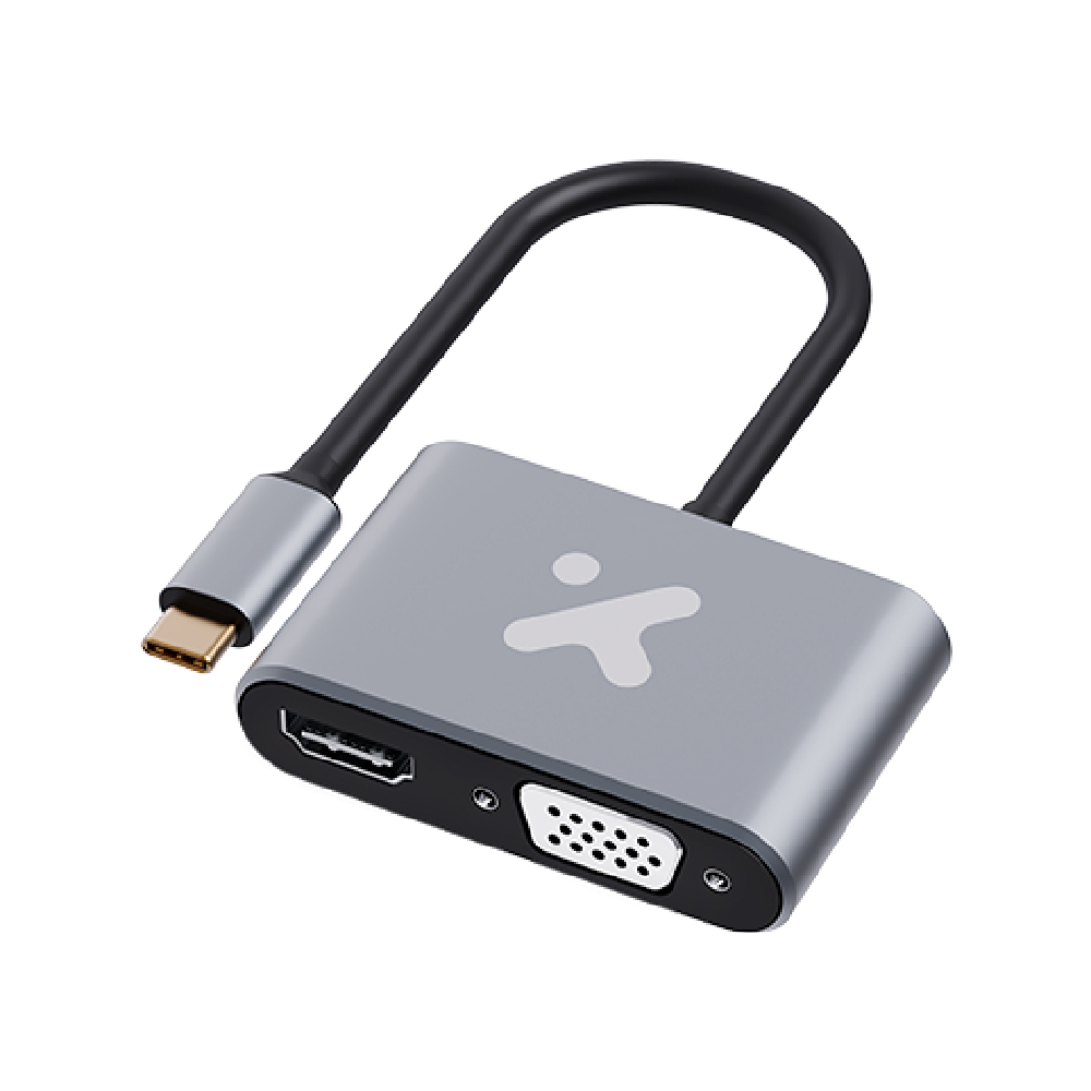 Xtech Adaptador multipuerto 2 en 1 de USB-C a HDMI y VGA XTC-542
