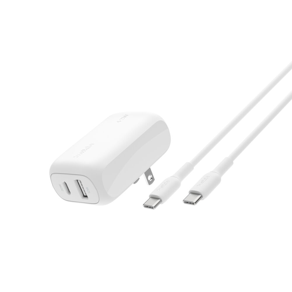 Belkin Cargador de pared doble de 42 W USB-C PD WCB009dq1MWH-B6