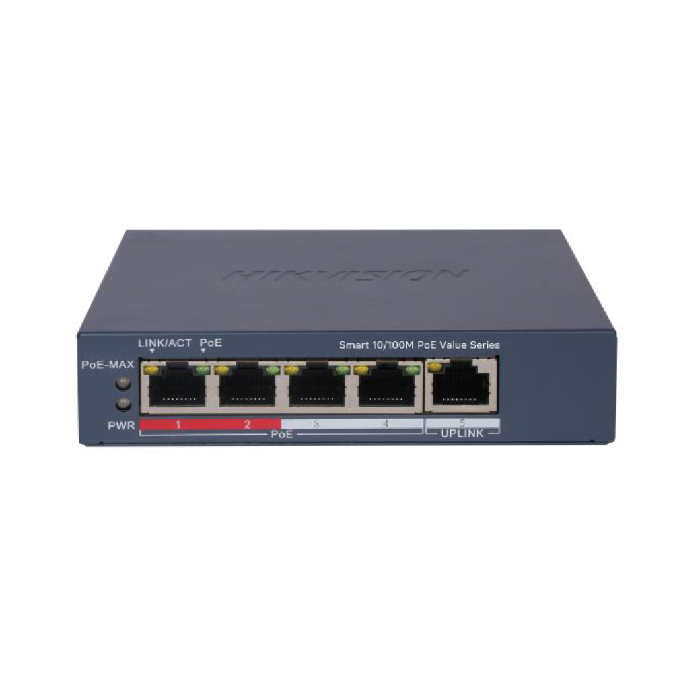 Hikvision Switch PoE inteligente Fast Ethernet de 4 puertos DS-3E1105P-EI/M(O-STD)V2