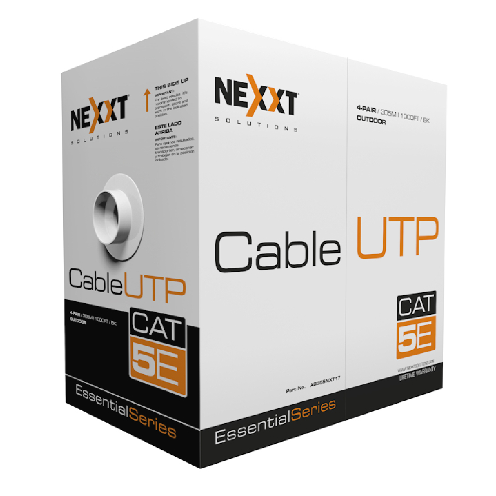 Nexxt Solutions Infrastructure Cable UTP Cat5e, Calibre 24AWG exteriores color negro 305m AB355NXT17
