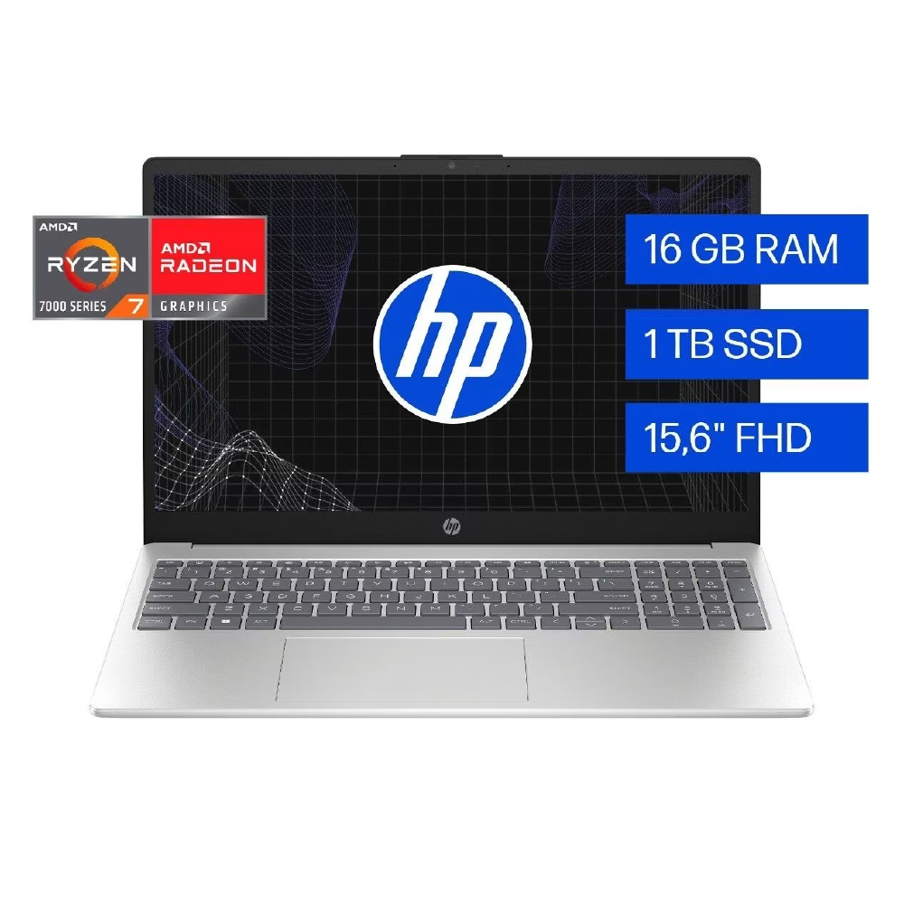 HP laptop 15-fc0276la, AMD Ryzen 7, 16 GB de RAM, 1 TB de SSD, pantalla FHD de 15,6", Windows 11 Home B9TR4LA#ABM
