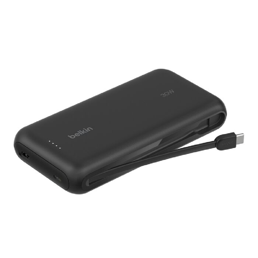 Belkin Batería Externa 20,000 mAh 30W con Cable USB-C Integrado color negro BPB024fqBK
