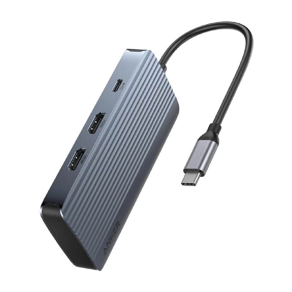 Anker Hub USB-C 7 en 1, estación de acoplamiento USB C de doble monitor, pantalla HDMI dual A83740A2