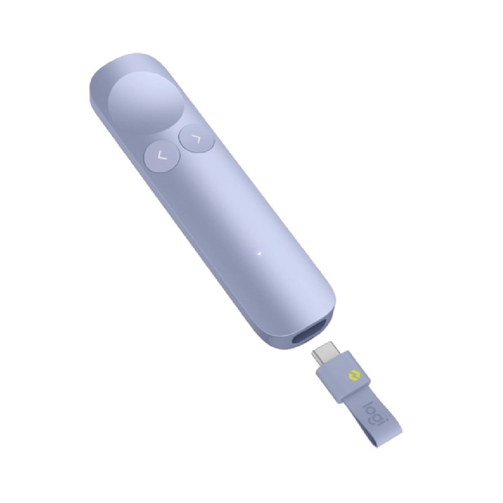 Logitech Presentador inalámbrico Spotlight 2 Bluetooth y USB-C con puntero láser color lila claro 910-007669