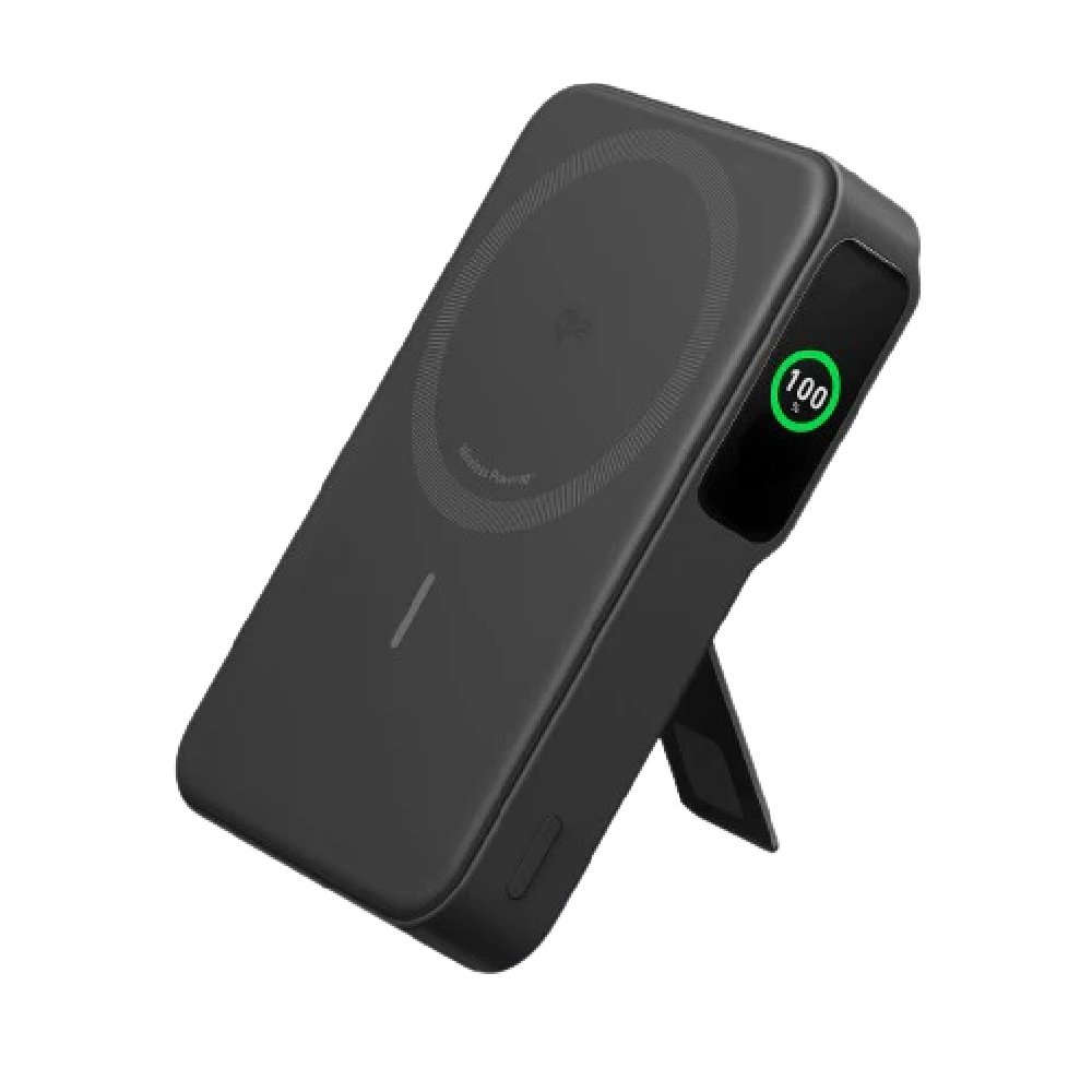 Anker MagGo Batería Portátil Magnética Qi2 10,000 mAh con Pantalla Inteligente y Soporte, Negra, A1654H11