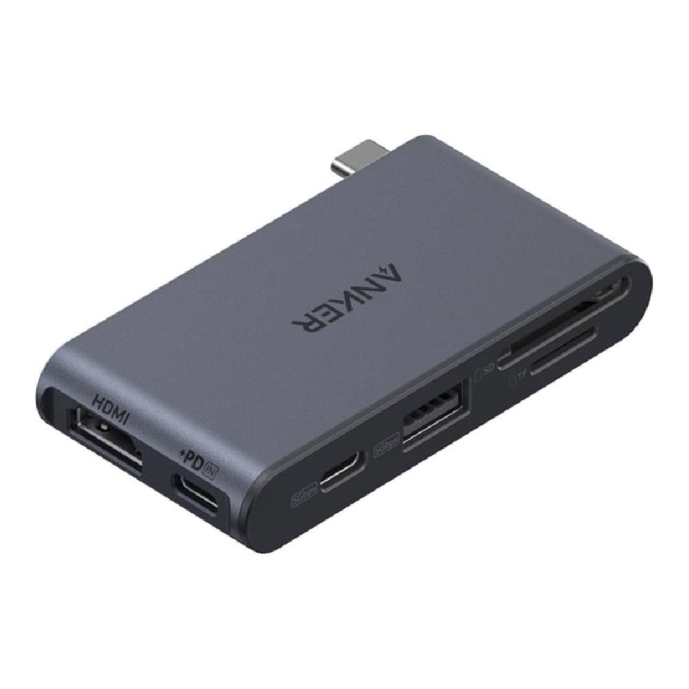Anker Hub USB-C Nano 6 en 1 con HDMI 4K y lector SD/microSD color negro A83C3011