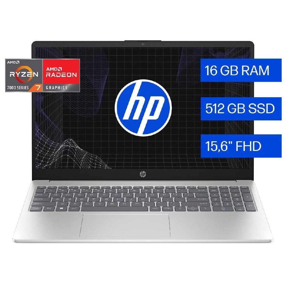 HP Laptop 15-fc0372la de 15.6" AMD Ryzen 7 color Natural silver D5MN2LA#ABM