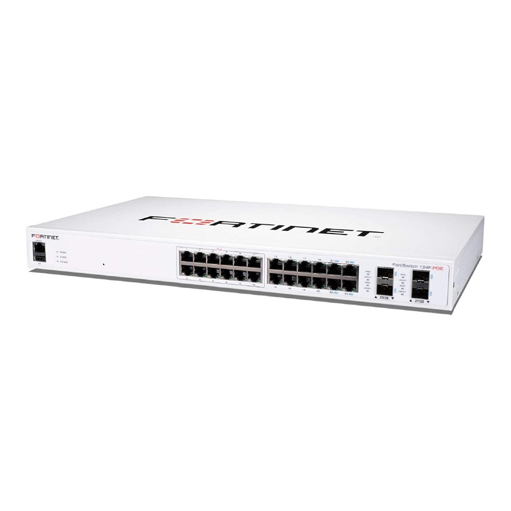 Fortinet Switch FortiSwitch 124F-POE de 24 puertos Gigabit PoE y 4 SFP+ 10G FS-124F-POE