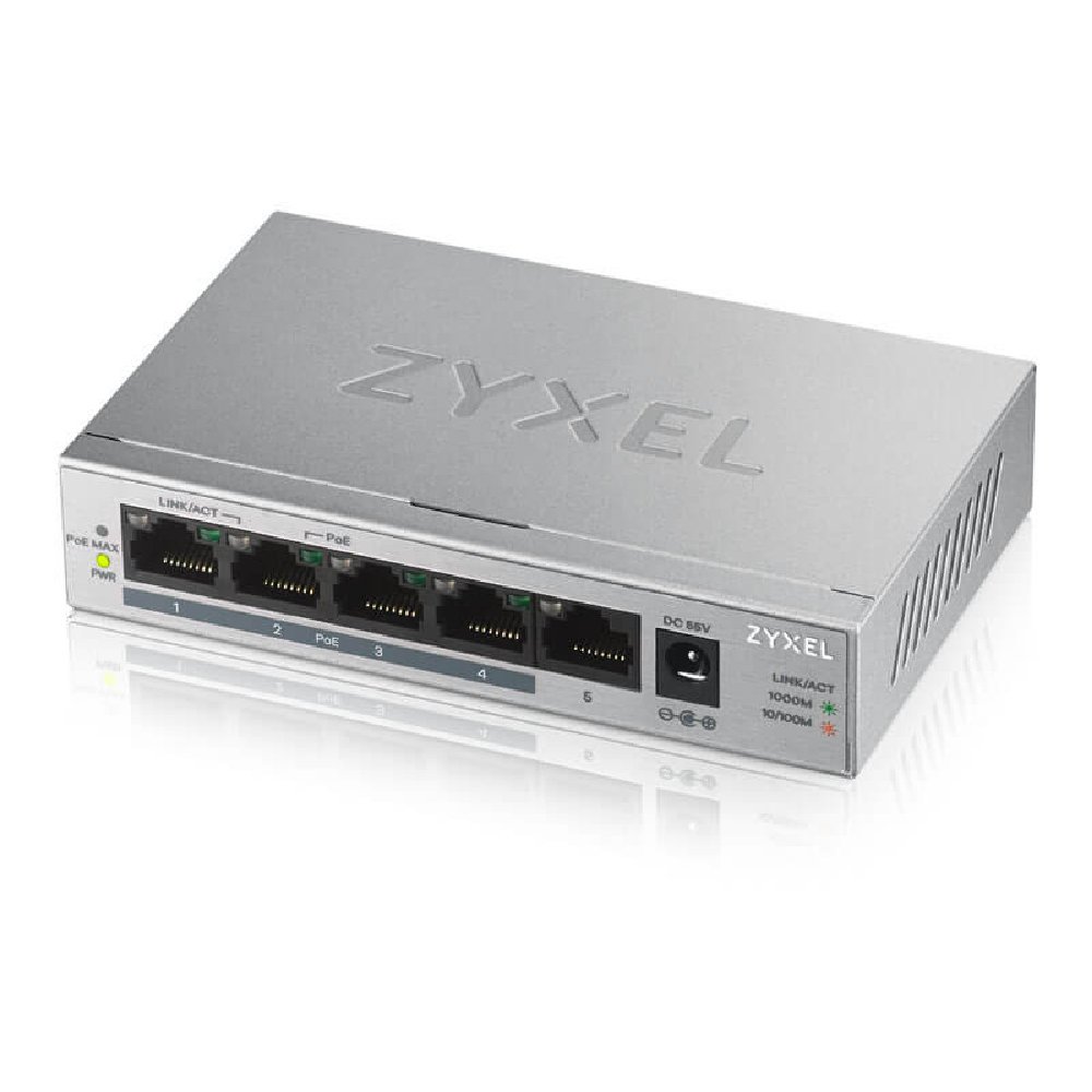 Zyxel Switch PoE+ Gigabit no administrable de 5 puertos GS1005HP