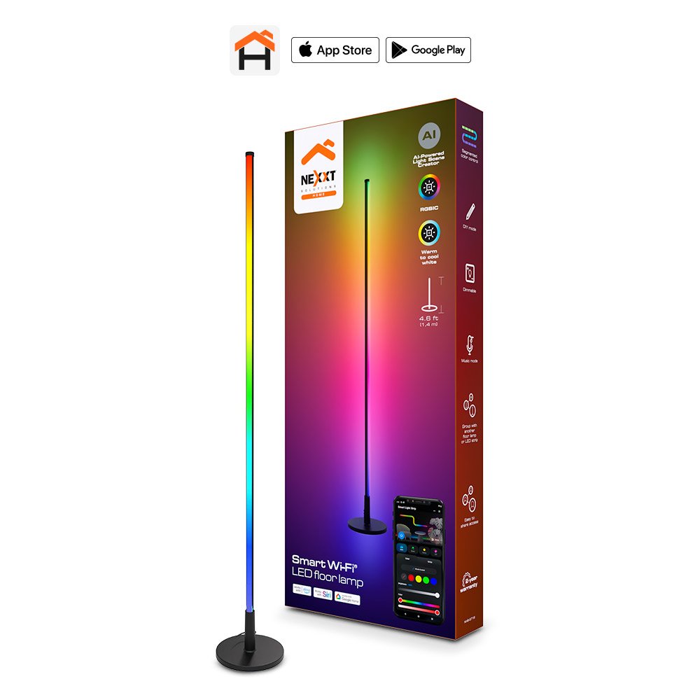 NHB-S716 Nexxt Home Lámpara de piso inteligente LED RGBIC Wi-Fi con IA NHB-S716 - Imagen 1