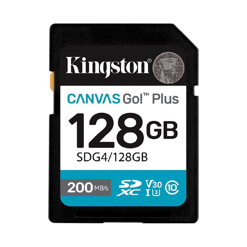 Kingston Canvas Go! Plus Tarjeta de Memoria SD 128GB para Cámaras, 200MB/s, SDG4/128GB