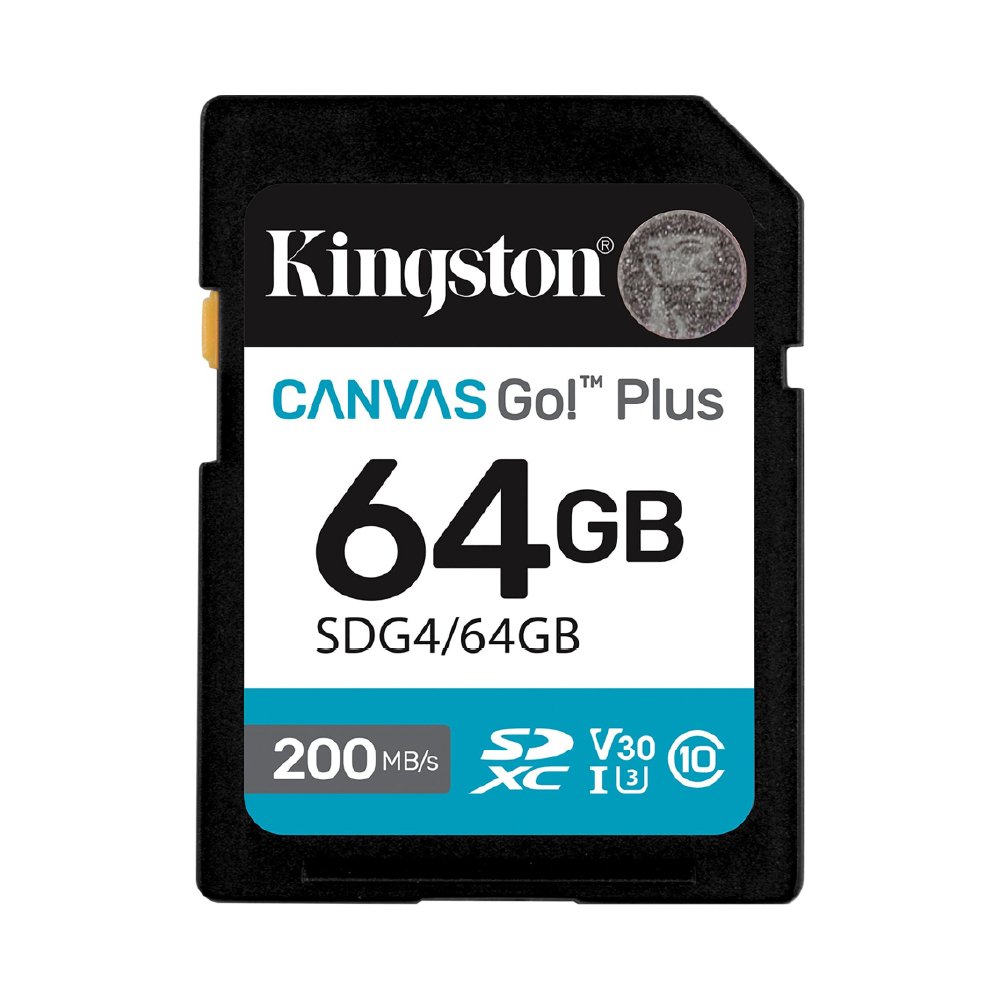 Kingston Canvas Go! Plus Tarjeta de Memoria SD 64GB para Cámaras, 200MB/s, SDG4/64GB