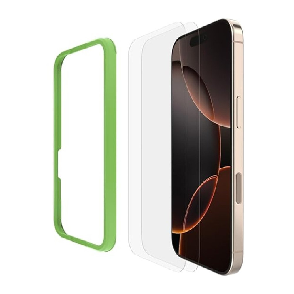 Belkin Protector de pantalla ScreenForce TemperedGlass de vidrio templado para iPhone 16 Pro transparente paquete de 2 SFA166bg-LA