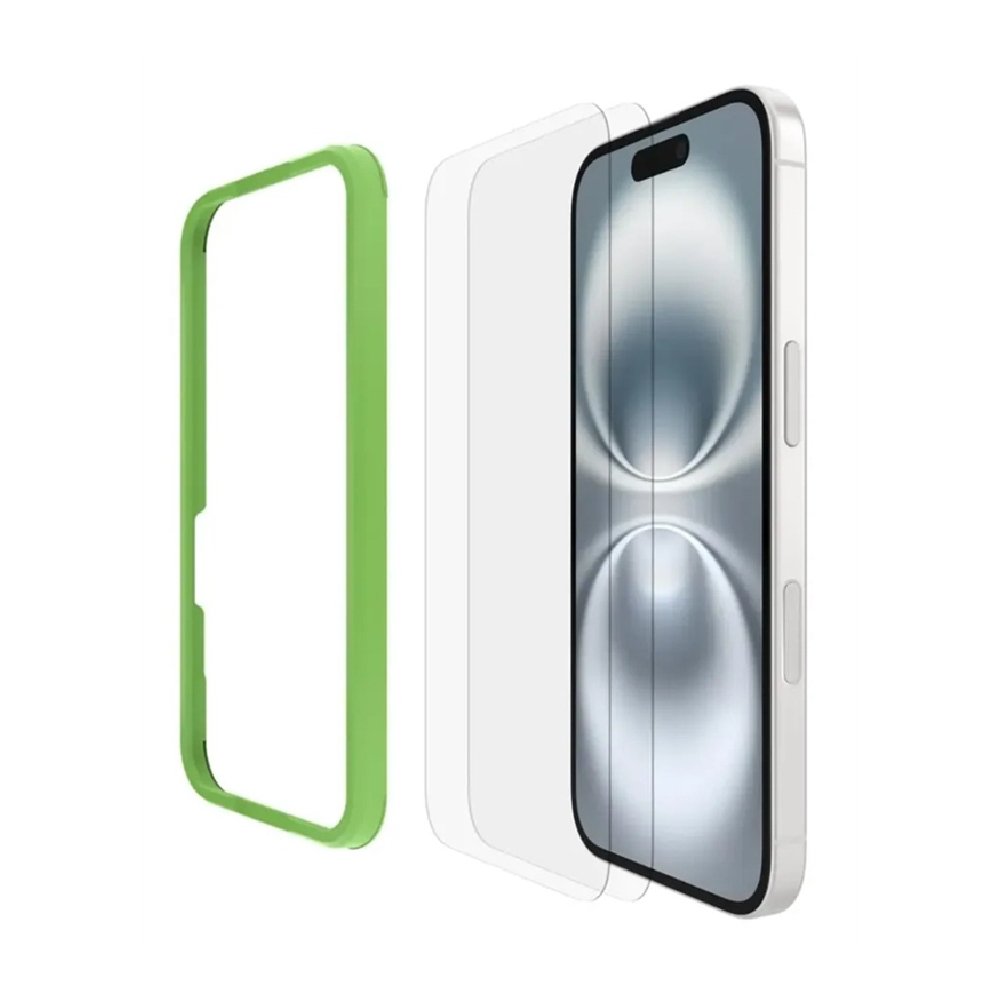 Belkin Protector de pantalla ScreenForce TemperedGlass de vidrio templado para iPhone 16 transparente paquete de 2 SFA167bg-LA