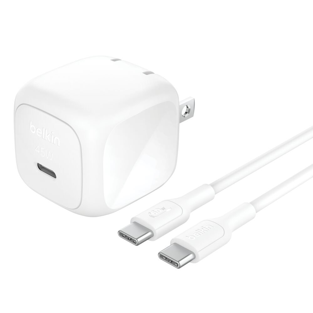 Belkin BoostCharge Cargador de pared USB-C compacto de 45 W con cable USB-C WCA013dq1MWH-B6